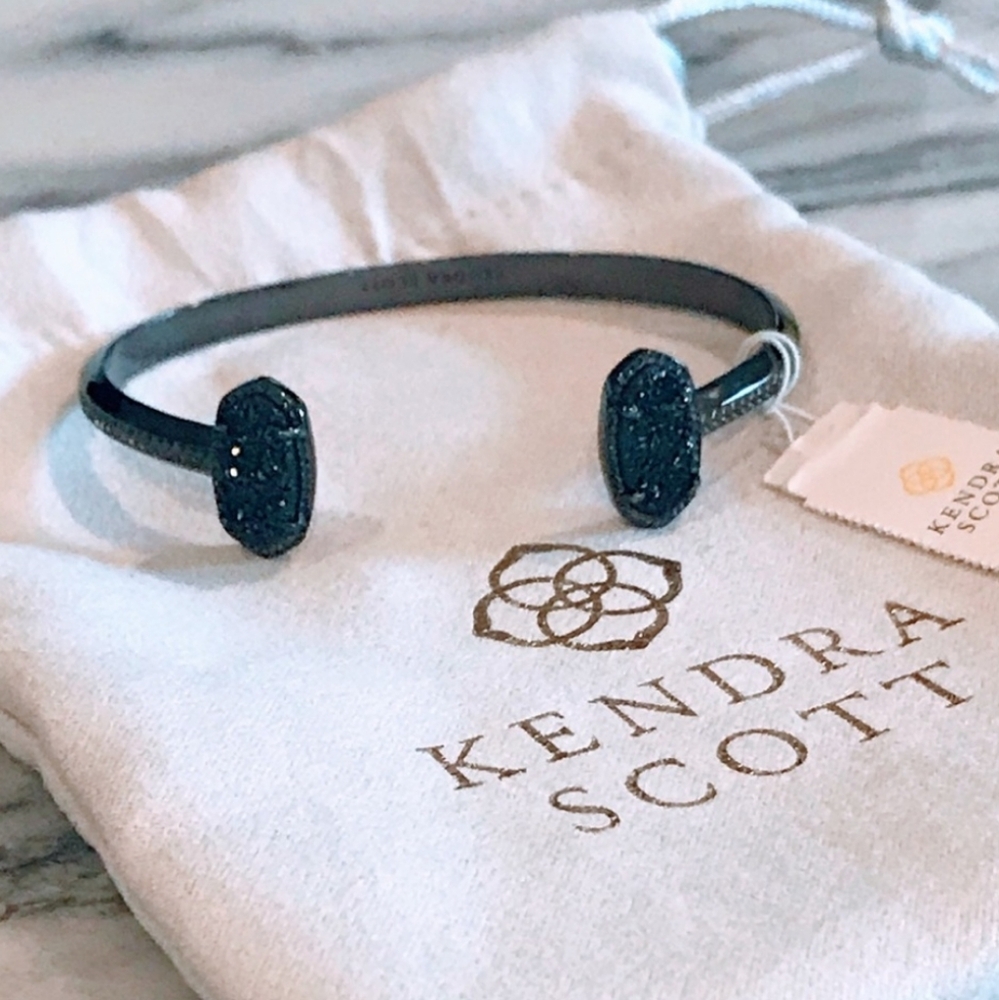 Kendra Scott Elton Gunmetal Black Drusy Cuff Bracelet NWT